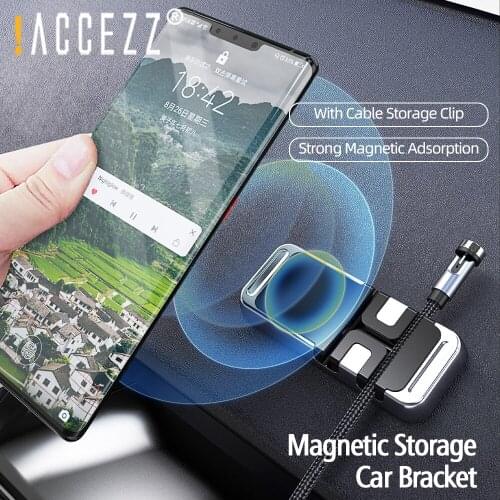!ACCEZZ Magnetic Car Phone Holder With Cable Holder For iPhone Samsung Xiaomi Mobile Phone Stand GPS Car Mount Dashboard Bracket