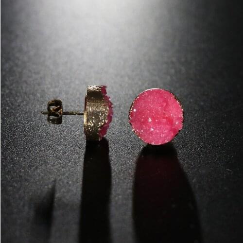 Druzy Stone Stud Earrings Women Irregular Faux Quartz Geode Crystal Jewelry
