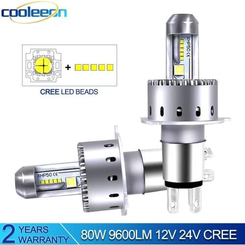 COOLEEON Car LED Light Bulb for Automotives H1 H4 H7 LED Lamps 9600LM Super Bright LED Headlight Lighting for Cars 6500K White
