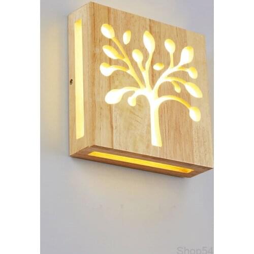 Japanese Style Wood Wall Lamp Nordic Wooden Wall Lights for Home Decor Bedroom Bedside Living Room Light Fixtures Wall Lighting