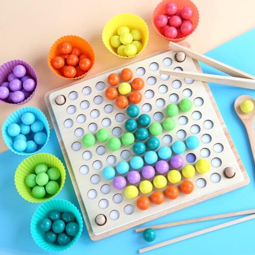 Two-in-one Wooden Clip Bead Childrens Puzzle Early Education Parent-child Interactive Table Game Focus on Training Toys Gift