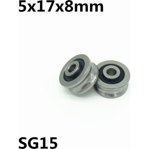 20pcs SG15 U groove bearing 5x17x8 mm double row sealed ball bearing for 6mm linear guide rail High quality