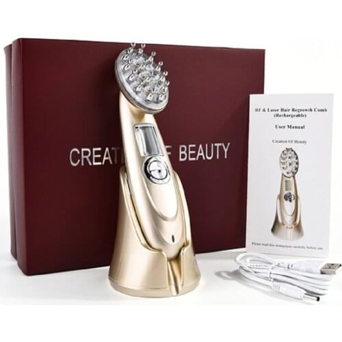 Electric RF Laser Hair Growth Comb Brush Anti Hair Loss Handheld Comb Infrared RF Nano EMS Vibration Massage Scalp Vibration