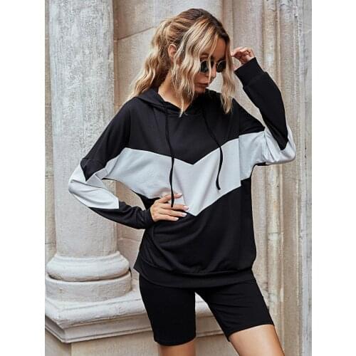 FNOCE autumn womens sets tracksuits young fashion casual long sleeve hooded loose tops tight shorts two-piece set sport suits