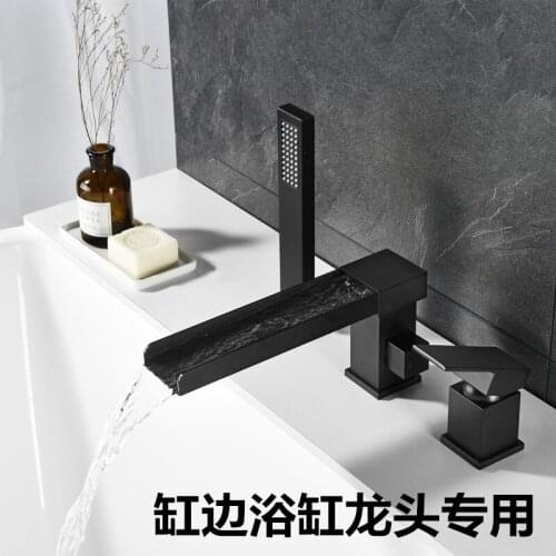 Germany Full Copper Hot And Cold Cylinder Side Type Fission Waterfall Black Lengthen Three Kong Hua Shu Bathtub Rotating Water