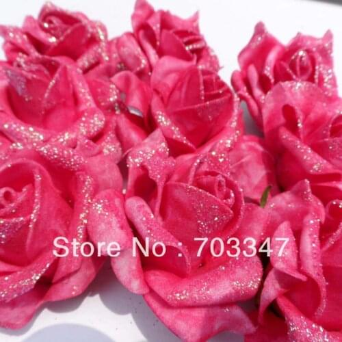 Hot Sale!! 500 X (6.5cm) Glitter Artificial Foam Rose Head For Diy Flower Wreath Flower Bouquet Wedding Crafts