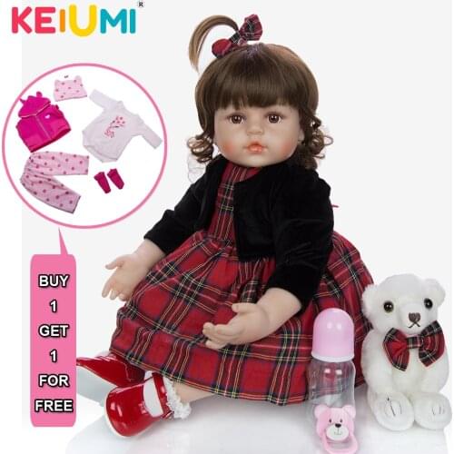 KEIUMI Fashion 24 Inch Baby Reborn Silicone Menina Realistic Princess Reborn Baby Dolls 60 cm Kids Childrens Day Playmates