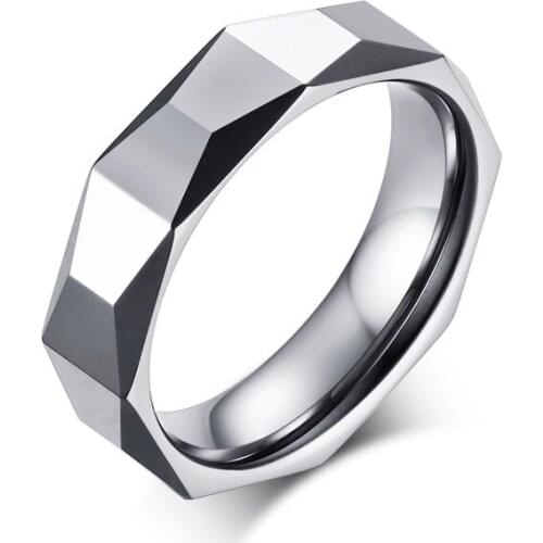 Cool Shiny Multi-faceted Tungsten Ring for Women Men Geometrical Jewelry Fashionable 5.5MM Wholesale Anniversary Souvenir Gift