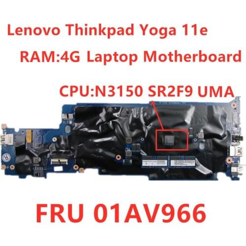 Mainboard For Lenovo Thinkpad Yoga 11e N3150 RMA 4G Laptop motherboard FRU 01AV966 100% tested ok