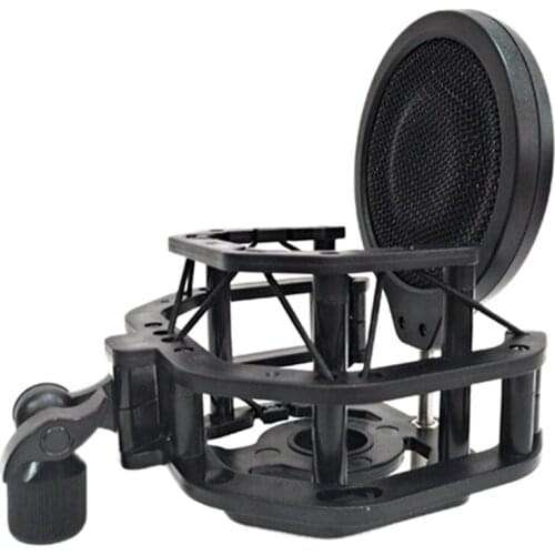 Microphone Shock Mount with Metal Filter Double Metal Mesh Layer Screen Microphone Shield for Microphone