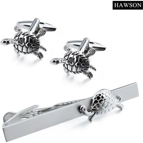 Cute Movement Turtle Anime Cufflinks Tie Clip Set Animal Cuff Button French Shirt Jewelry with Box