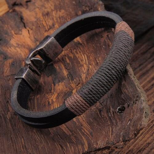 Fashion Mens Braided Leather Bracelet Vintage Charm Bangle Wristband Jewelry Retro Bangles