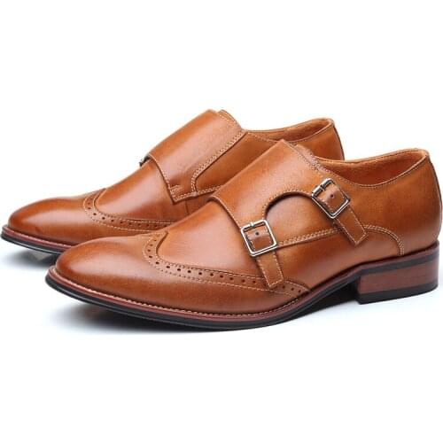 2020 New Casual Business Men Shoes Handmade Cow Leather Formal Dress Shoes Vintage Wedding Loafers Brogue Shoes Big Size