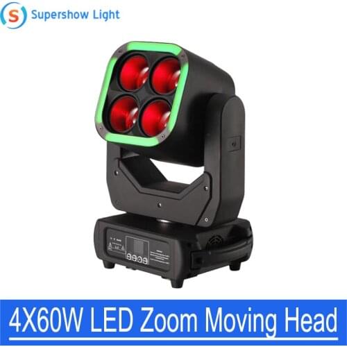 New Style 4X60W DMX512 Zoom Lyre 64x1.5W RGB Wash Moving Head Stage Light Effect Dj Light for Disco KTV Club Party