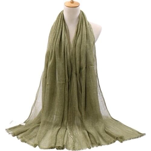 Plain Color Cotton Feeling Shawl Scarf For Women Fashion Large Size Muslim Hijab Wrap 180x100cm