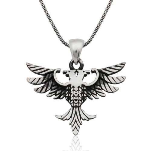 Double Headed Eagle Male ,Necklace ,Silver, Stylish and High Quality, Fast Shipping, of Hundreds of Kinds Silver Necklaces