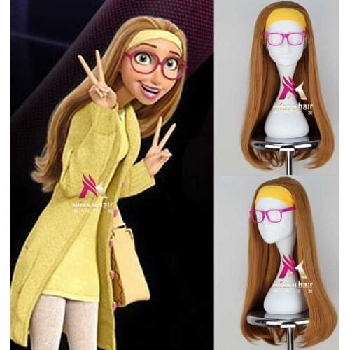 Movie honey lemon Cartoon Big Hero 6 Honey Lemon Cosplay Wig Full and Thick For Women Natural Color Hair free shipping +wig cap