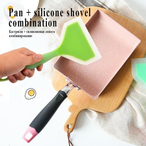 2pc Stainless Steel Nonstick Frying Pan Handel Pancake Omelette Egg Pots and Pans Rectangle Cookware Set Deep Gas Induction