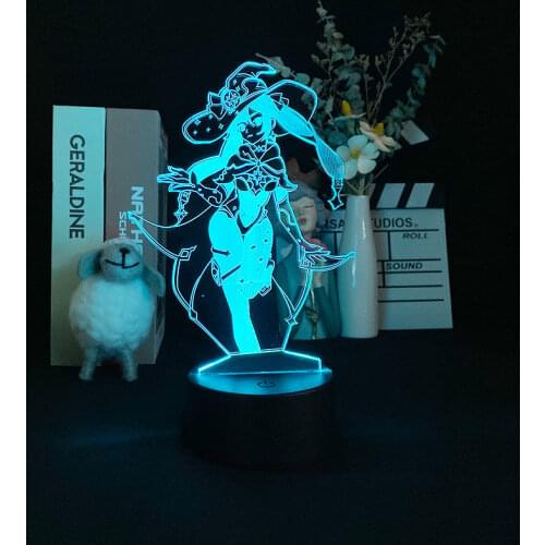 Bedroom 3D LED Night Light Bluetooth Nightlight USB Decor Lamp Desk Mona Figure Smart Phone Control Genshin Impact Kid Fans Gift