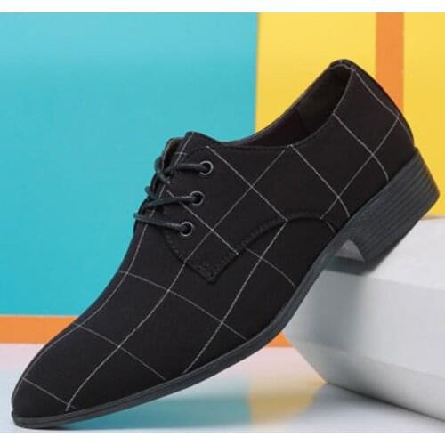 Shoes Men Wedding Shoes Pointed Toe Vogue Casual Business Canvas Shoes Gray Black Loafers Party Dress Shoes Men Luxury Brand