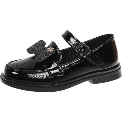 Girls Princess Shoes 2021 Spring and Autumn New Leather Shoes British Style Soft Sole Shoes Kids School Shoes Hot Flats Non-slip