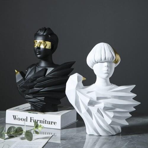Creative Character Sculpture Resin Abstract Statue Modern Home Decoration Living Room Office Desktop Decoration Black White Gift