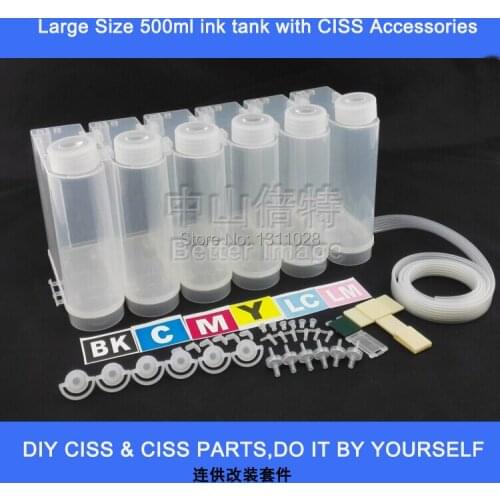 INK WAY Universal 6 Color 500ML ink tank with 1.5m tube, accessories for DIY Ciss without cartridges