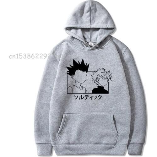 Japanese Anime Funny Killua Eyes Killua HxH Hoodies 2021 Winter Japan Style Hunter X Hunter Aesthetic Hoodie Streetwear Men