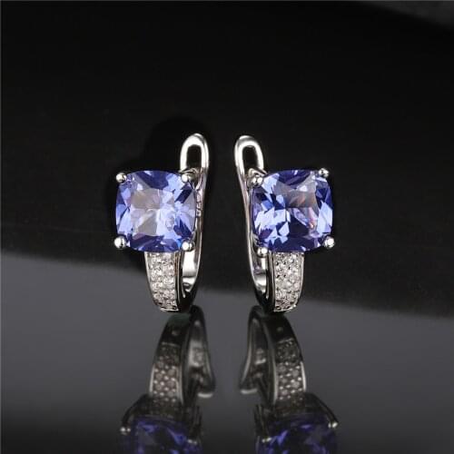 DY 925 Sterling Silver Earring Tanzanite Sky blue Gemstone Clip Earring For Women Nano Stone Banquet Luxury Trendy Fine Jewelry