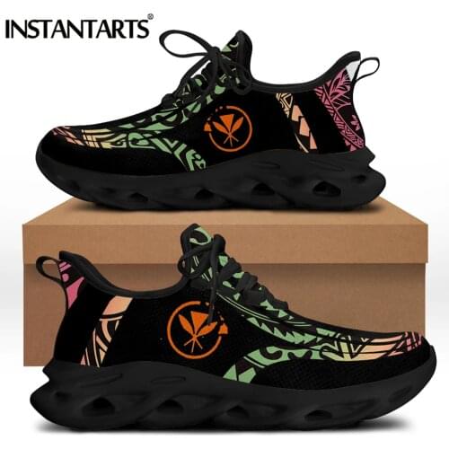 INSTANTARTS 2021 New Style Lace up Sneakers Hawaii Polynesian Tribal Pattern Women Flat Shoes Breathable Comfort Zapatillas Hot