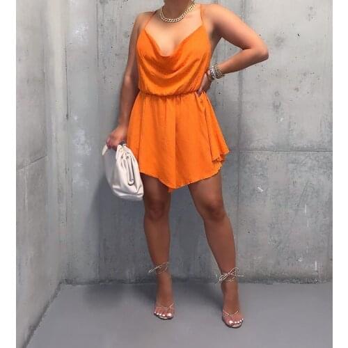 SKMY Women Dresses Summer 2021 Fashion Solid Color Lace-Up Backless Spaghetti Strap Black Mini Dress Sexy Club Outfits For Women