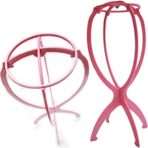 1PC Pink Wig Holder Adjustable Plastic Hat Rack Display Stand Portable Foldable Wig Holder Mannequin Head Storage Rack