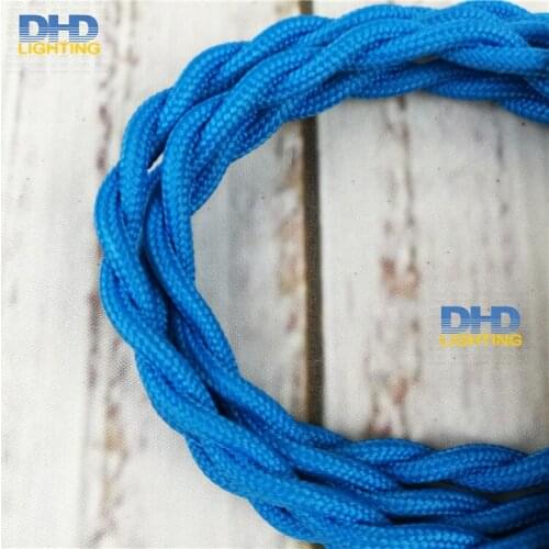 12meters 2 Wire Vintage blue color 0.75mm2 braided Wire Twisted Cable Textile Cable Vintage lighting cable free shipping