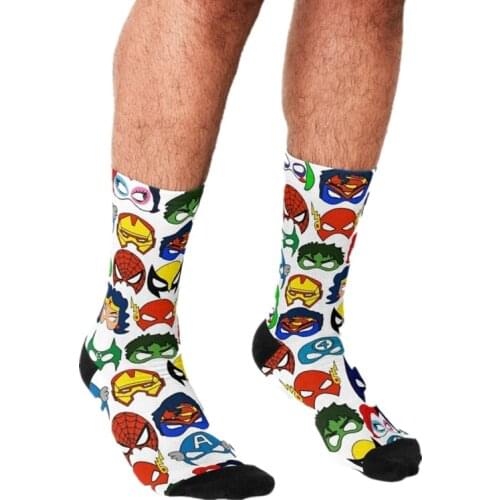 2021 Funny Mens socks Superhero Masks pattern Printed hip hop Men Happy Socks cute boys street style Crazy Socks for men