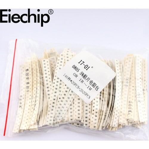 2920pcs/lot 0805 / 1206 SMD resistor assorted kit set 0R 1R-1M ohm 5% SMD Electronic resistors pack 10K 100K assortment kit