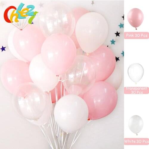 30Pcs Pink Clear White 2.2g Transparent Balloons Latex Helium Float Birthday Party Baby Shower Wedding Decro Balls Round ballons