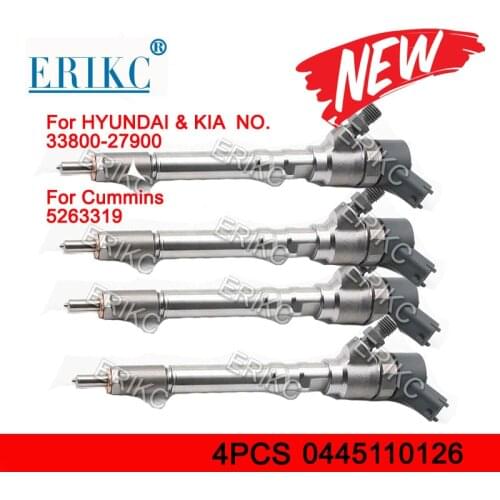4PCS 0445110126 Auto Pump Parts Injector 0 445 110 126 Fuel Common Rail Diesel Injector 0445 110 126 for HYUNDAI KIA 33800-27900