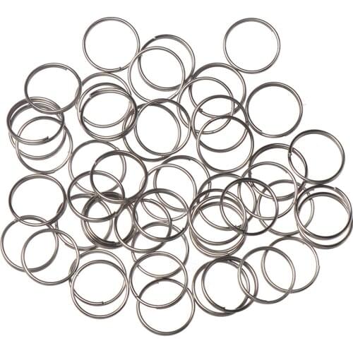 50pcs Metal Keyring Keychain Split Ring 8mm 10mm 12mm Key Holder Rings Women Men DIY Key Chains Accessories