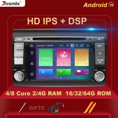 4GB 2 Din Android 11 Car DVD Multimedia player For Fiat/Bravo 2007 2008 2009 20102011 2012 Radio GPS Navigation Stereo Audio DSP
