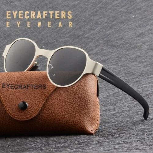 Brand Designer HD Polarized Round Sunglasses Mens Steampunk Sunglasses Womens Fashion Retro Vintage Silver Metal Sun Glasses