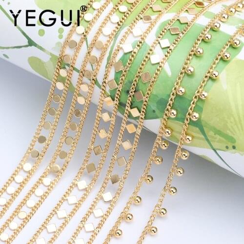 YEGUI C55,18K gold chain,0.3 microns,jewelry accessories,golden chain,jewelry findings,diy chain necklace,jewelry making,1m/lot