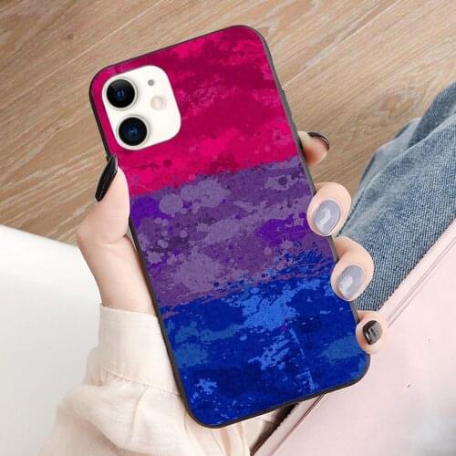 Bisexual Paint Splatter Flag soft TPU border phone case for iphone 11PRO 11PROMAX 11 X XS XR XSMAX 6 plus 7 7plus 8 8plus cover