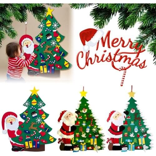 Kids DIY Felt Christmas Tree Christmas Decoration for Home Navidad 2021 New Year Gifts Christmas Ornaments Santa Claus Xmas Tree