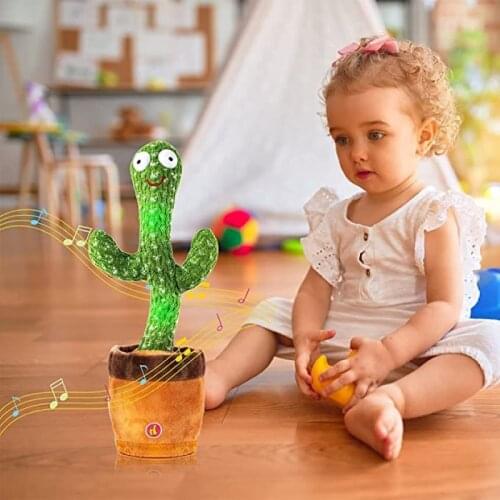 Dancing Cactus 120 Song Speaker Talking USB Charging Voice Repeat plush Cactu Dancer toy talk Plushie Stuffed toys for Baby Girl