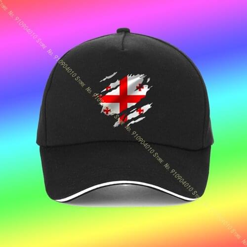 Torn Georgia Flag Georgian Tbilisi Country National Football Men Hats Or Caps WomenS Cap Hip Hop Hat ChildrenS Baseball Cap