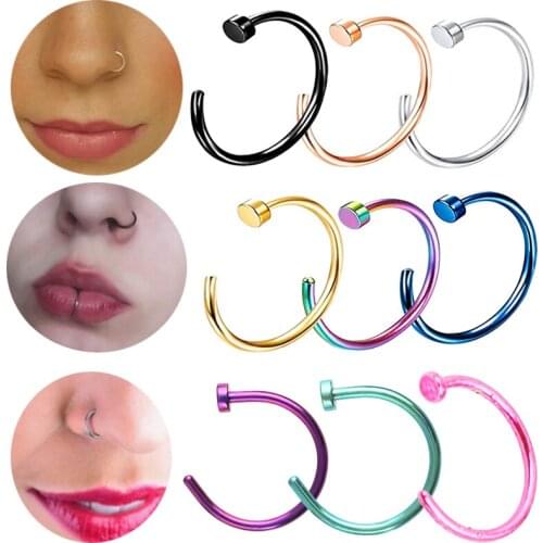 9Colors Nose Stud Nose Ring Hoop Septum Piercing Rings Lip Ring Earring for Women Nostril Piercing Body Jewelry