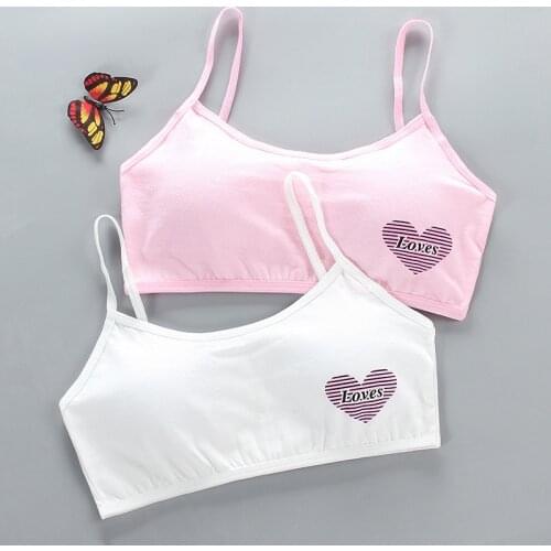 2PC Bra for Girls 8-16 Years Old Adolescente Girls Sport Training Bras Cotton 12 Kids Teenager Underwear Teens Bras with Pad