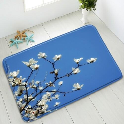 Flower Plant Mon-Slip Bath Mat Indoor Floor Mat Bedroom Kitchen Living Room Doormat Rug Absorbent Foot Pad Washable Home Decor