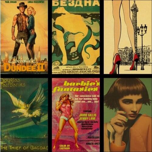 Buy three to send one Vintage sexy classic film pulp novel/amelie/Leon poster brown paper poster living room decorative painting