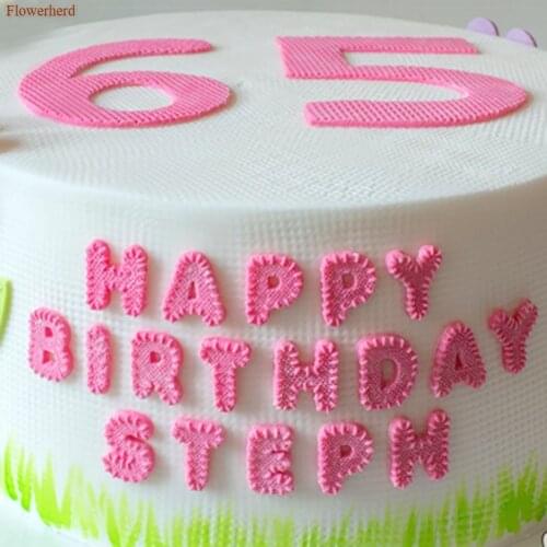 New Linen Finish 26 English Letters Fondant Cake Silicone Mold Birthday Wedding Decoration DIY Chocolate Biscuit Mold